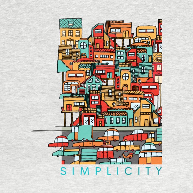 Simplicity - Simple City Retro Art by Moshi Moshi Designs